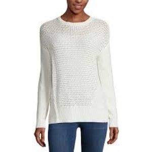 Ivory Pointelle Long Sleeve Crewneck